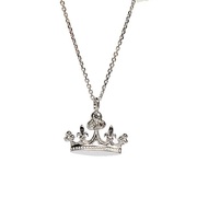 14K White Gold Diamond Crown Necklace