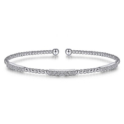 14K White Gold .46Ctw Diamond Bujukan Bead Cuff Bracelet